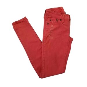 Highway Destroyed Jeans Low Waisted Skinny Jeans Size 00 Salmon-Red.